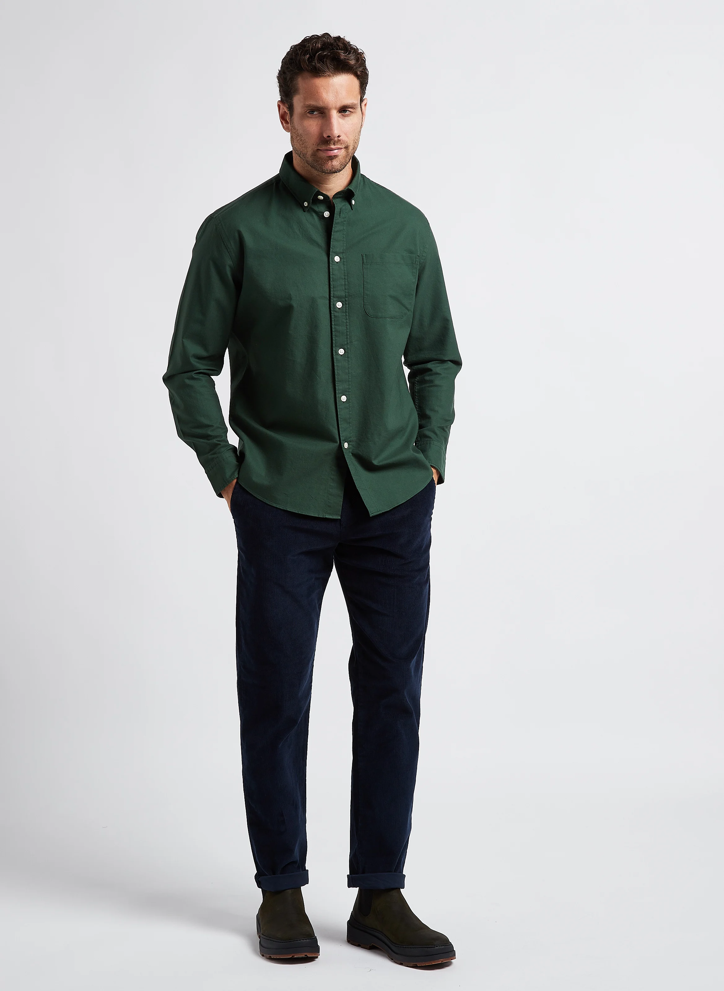 Chemise droite en coton | Vert