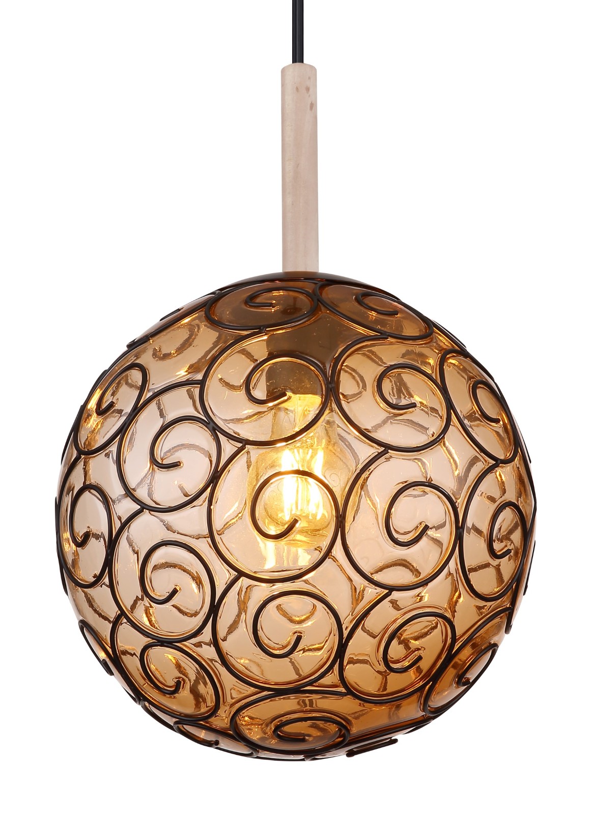 Pendelleuchte - schwarz matt - natur - 120 cm hoch