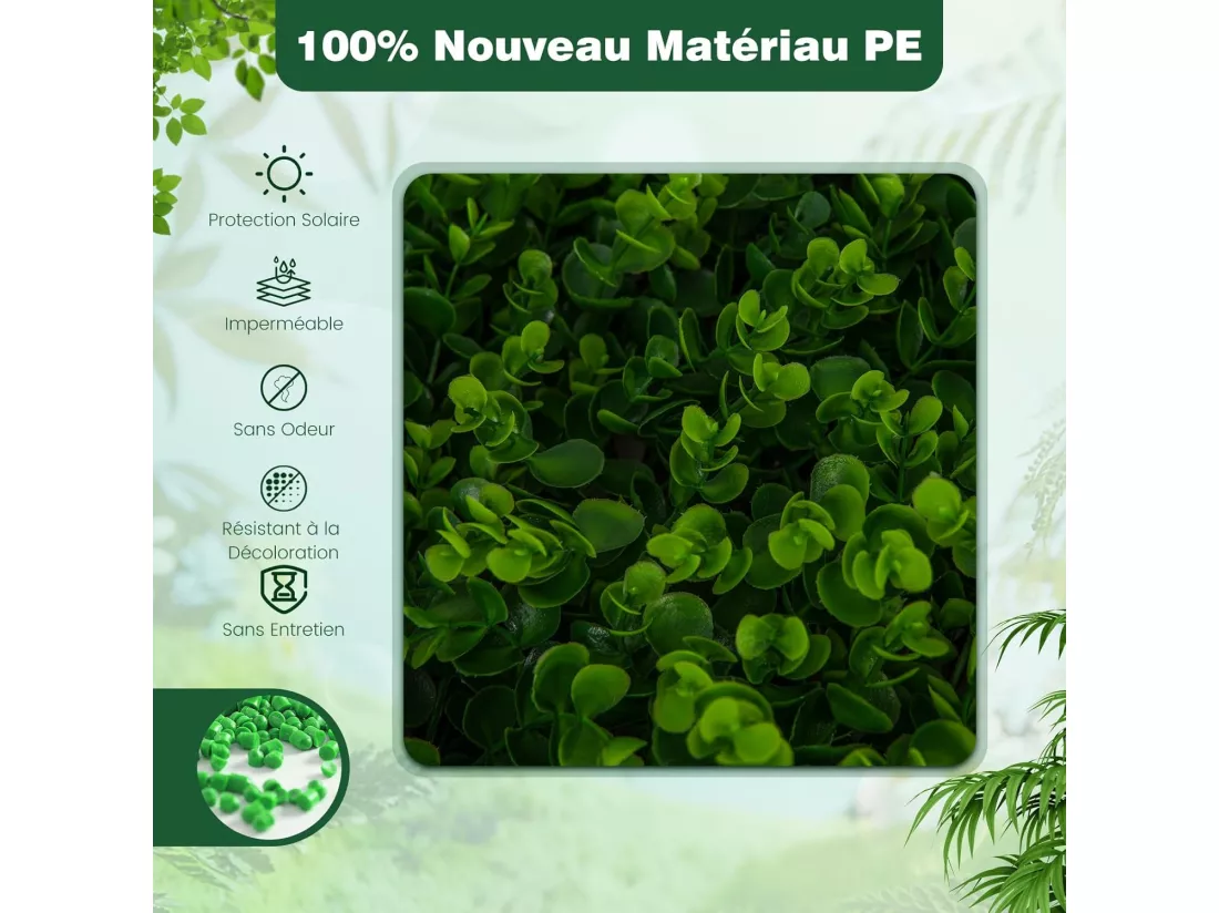 Haie artificielle brise-vue décoration extensible, cadre en saule (eucalyptus vert)