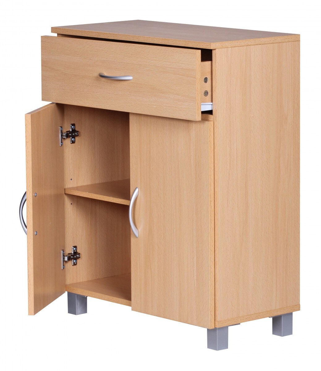 KADIMA DESIGN Sideboard mit 2 Türen und Schublade: Elegantes Design, graue Füße, verstellbarer Einlegeboden, Baumwolltuch-Reinigung