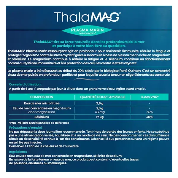 Thalamag Magnésio Marinho Plasma Marinho 20 ampolas