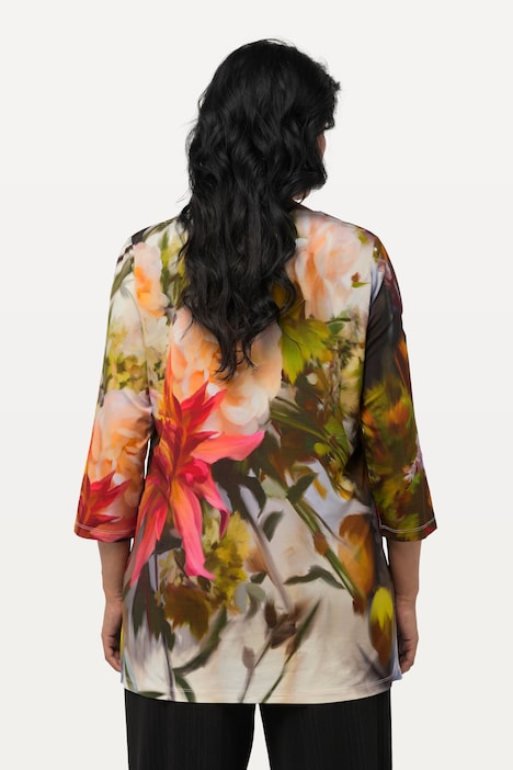 Slinkyshirt, Blüten, Classic, Herzausschnitt, 3/4-Arm