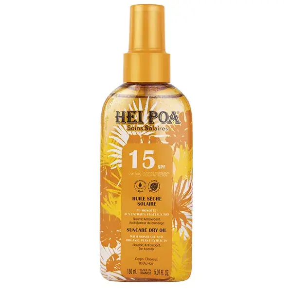Protetor solar em óleo seco Hei Poa Sun Care FPS 15 150ml