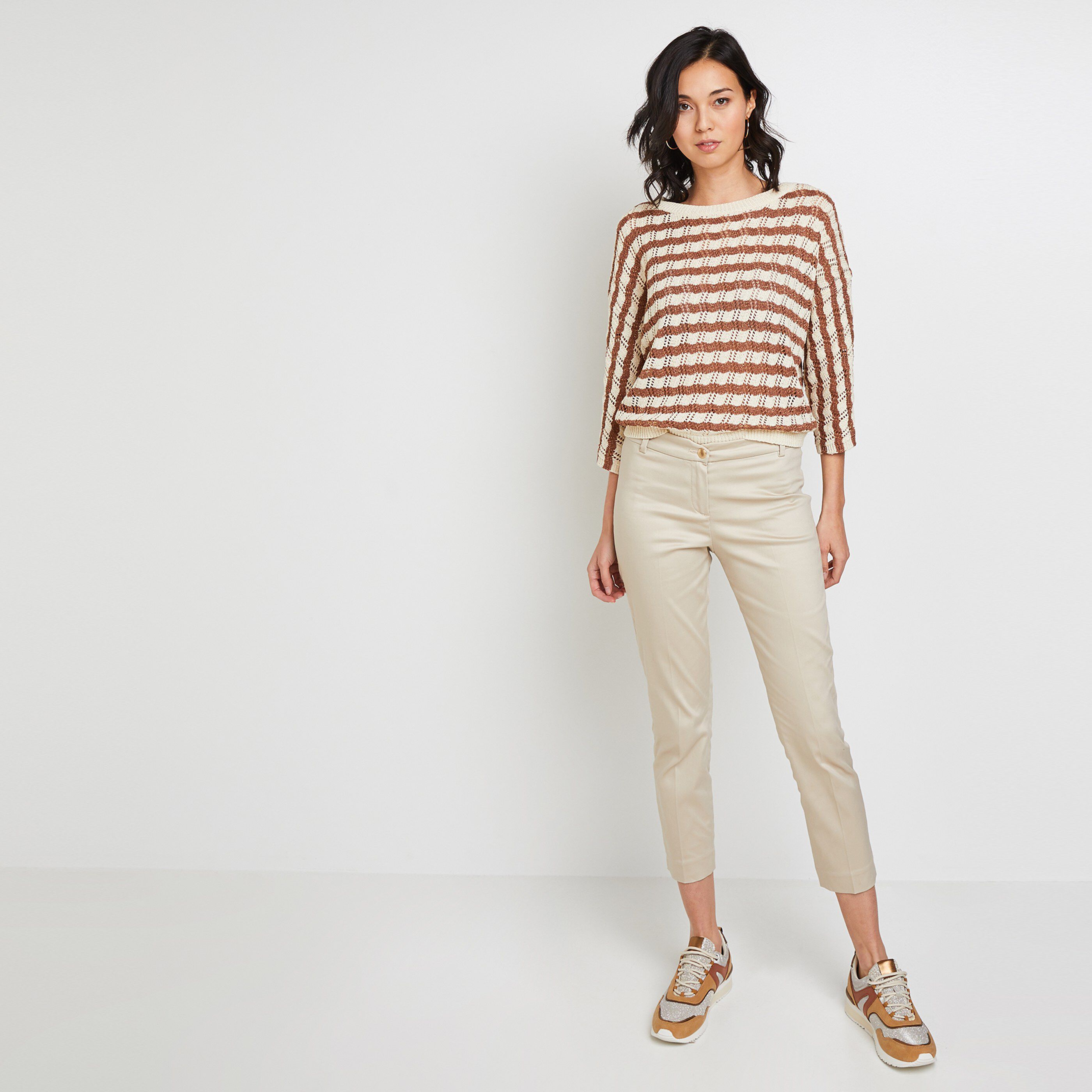 Pantalon raccourci femme - BEIGE