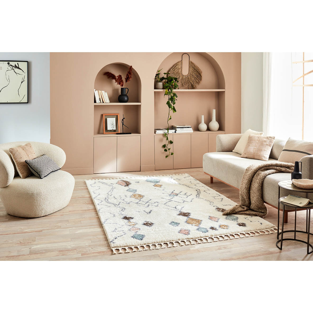 Nazar Rugs Tapis Delya 3063 crème - 80x150 cm