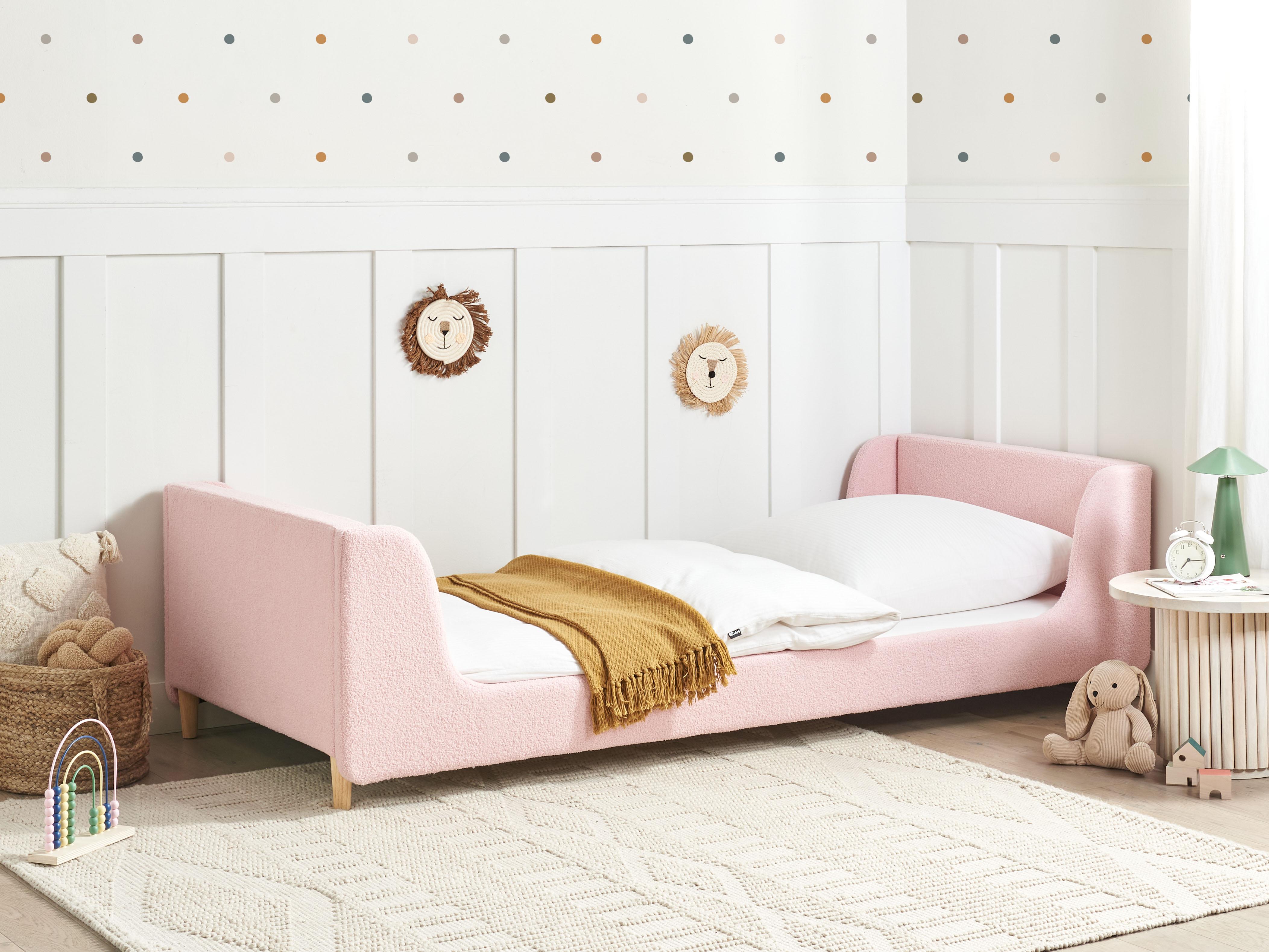 Kinderbed Bouclé LAYE 90 x 200 cm Roze