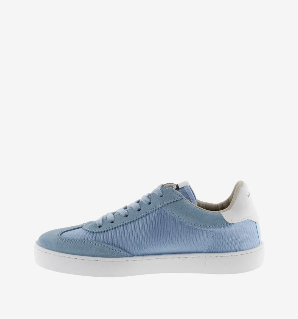 BERLÍN CUIR FENDU & NYLON Baskets monochromes unisexes CELESTE