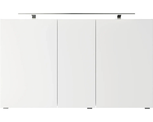3-delige badkamermeubelset Pelipal serie 4035 BxHxD 120 x 200 x 45 cm, frontkleur eiken riviera, met keramische wastafel in wit en keramische dubbele wastafel, badmeubel, spiegelkast met LED-verlichting 40351200121470
