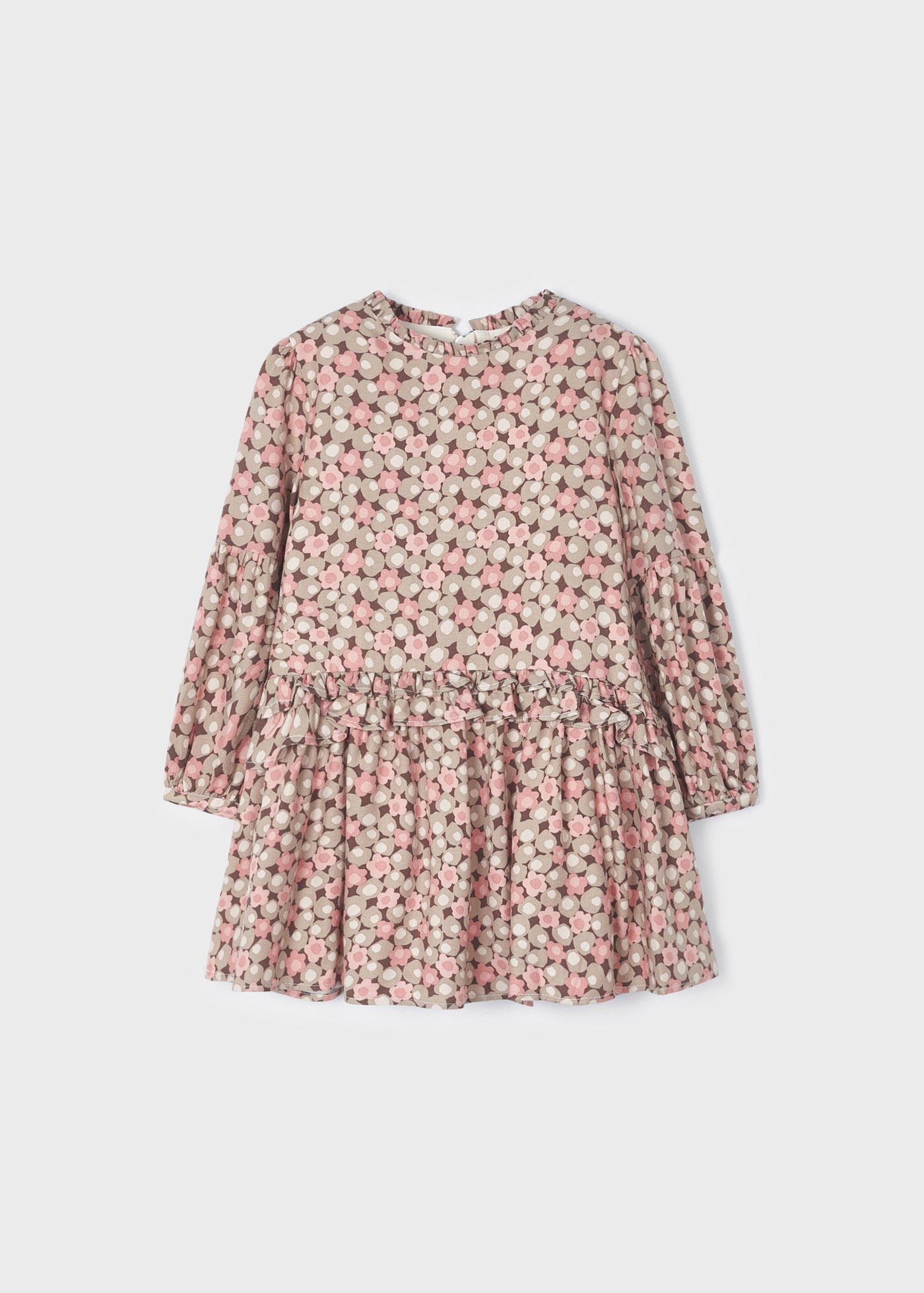 Vestido infantil estampado com babados