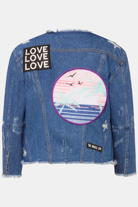 Jeansjacke, Regular Fit, Destroy-Effekte, Patches, Rundhals, Langarm