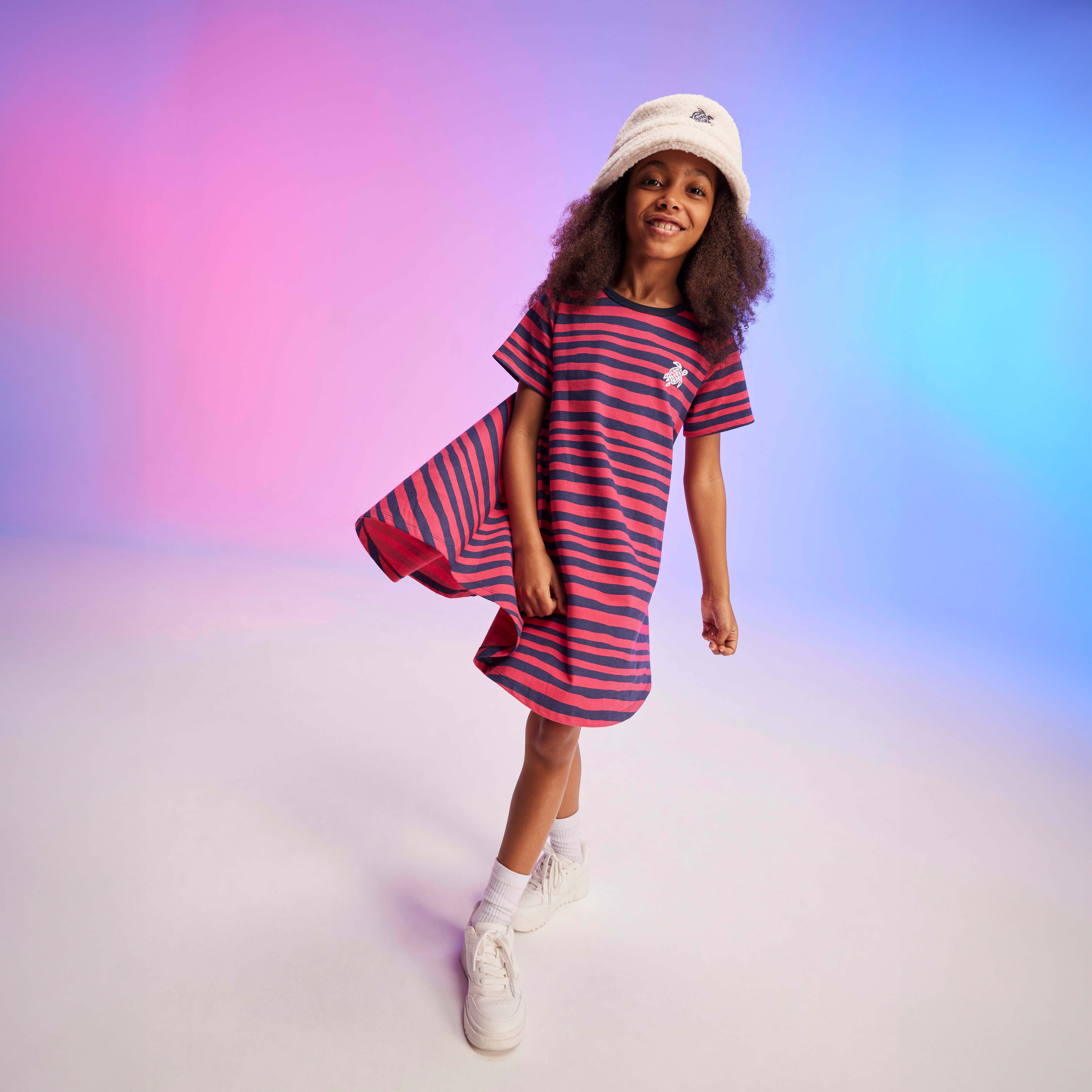Robe en Coton Organique Fille Turtles Stripes