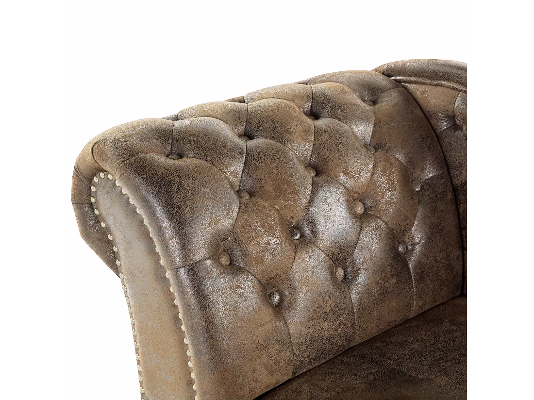 Chaise longue en simili daim marron côté droite NIMES