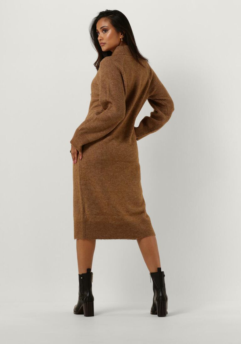 SELECTED FEMME bruine selected femme midi jurk slfrena ls high neck knit dress