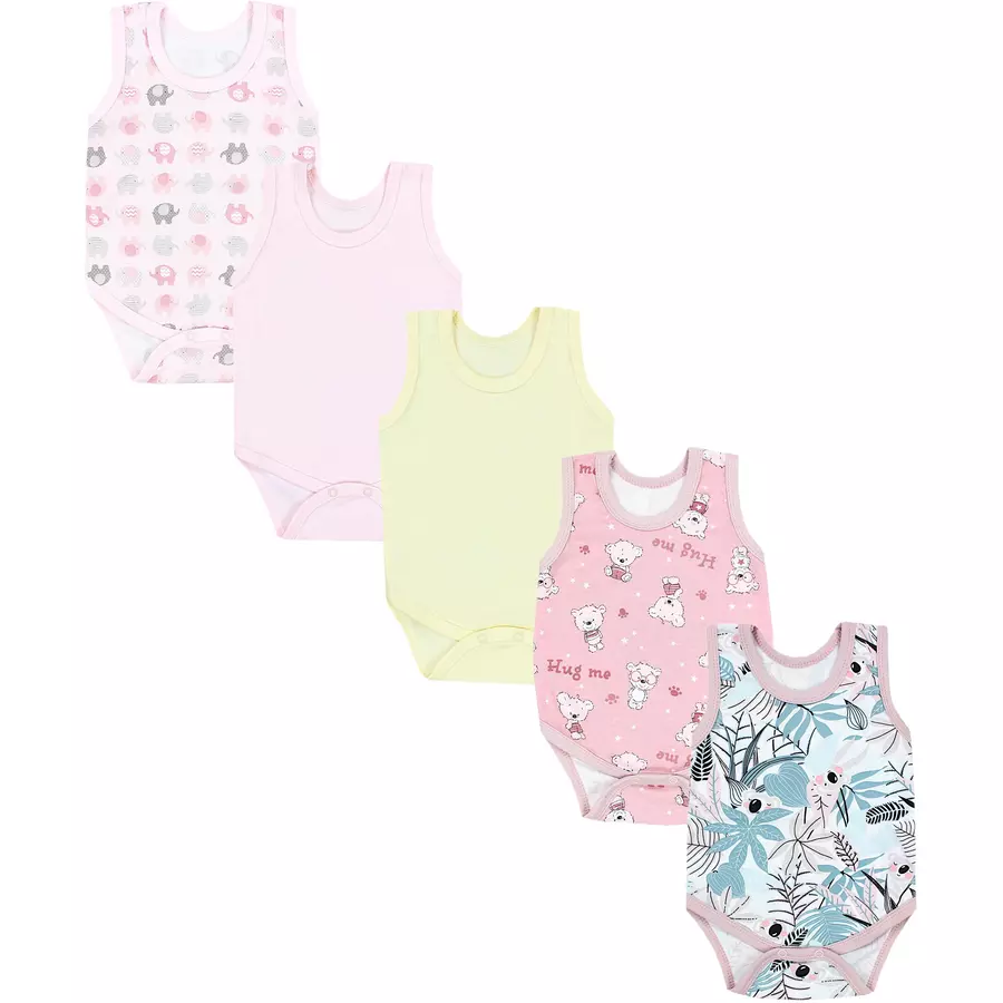 TupTam Baby Mädchen Achselbody 5er Pack rosa