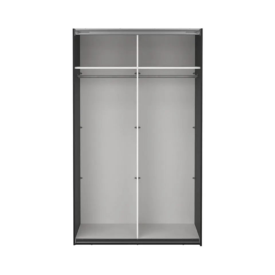 Hioshop Catania schuifdeurkast 2 deuren met spiegel 120x200cm mat zwart