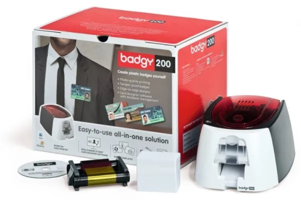 Badgy 200 - Plastikkortprinter - farve - blæksubliminering/termisk transfer - CR-80 Card (85.6 x 54 mm) - op til 325 kort/time (mono) / op til 95 kort/time (farve) - kapacitet: 40 kort - USB 2.0
