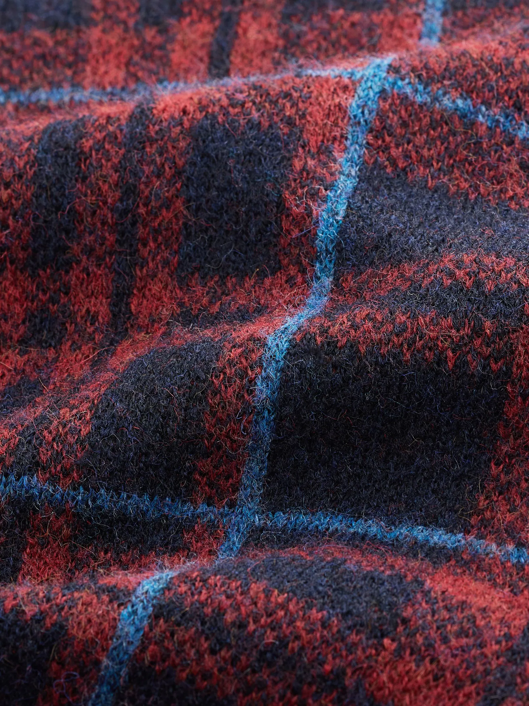 Rood/marineblauw - Regular Fit Check Crew Jumper with Wool