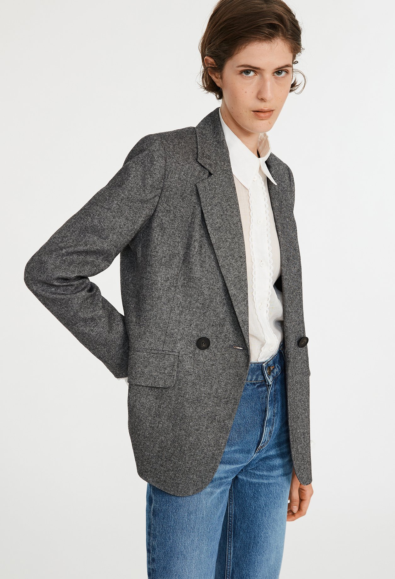 Veste tailleur gris chine
