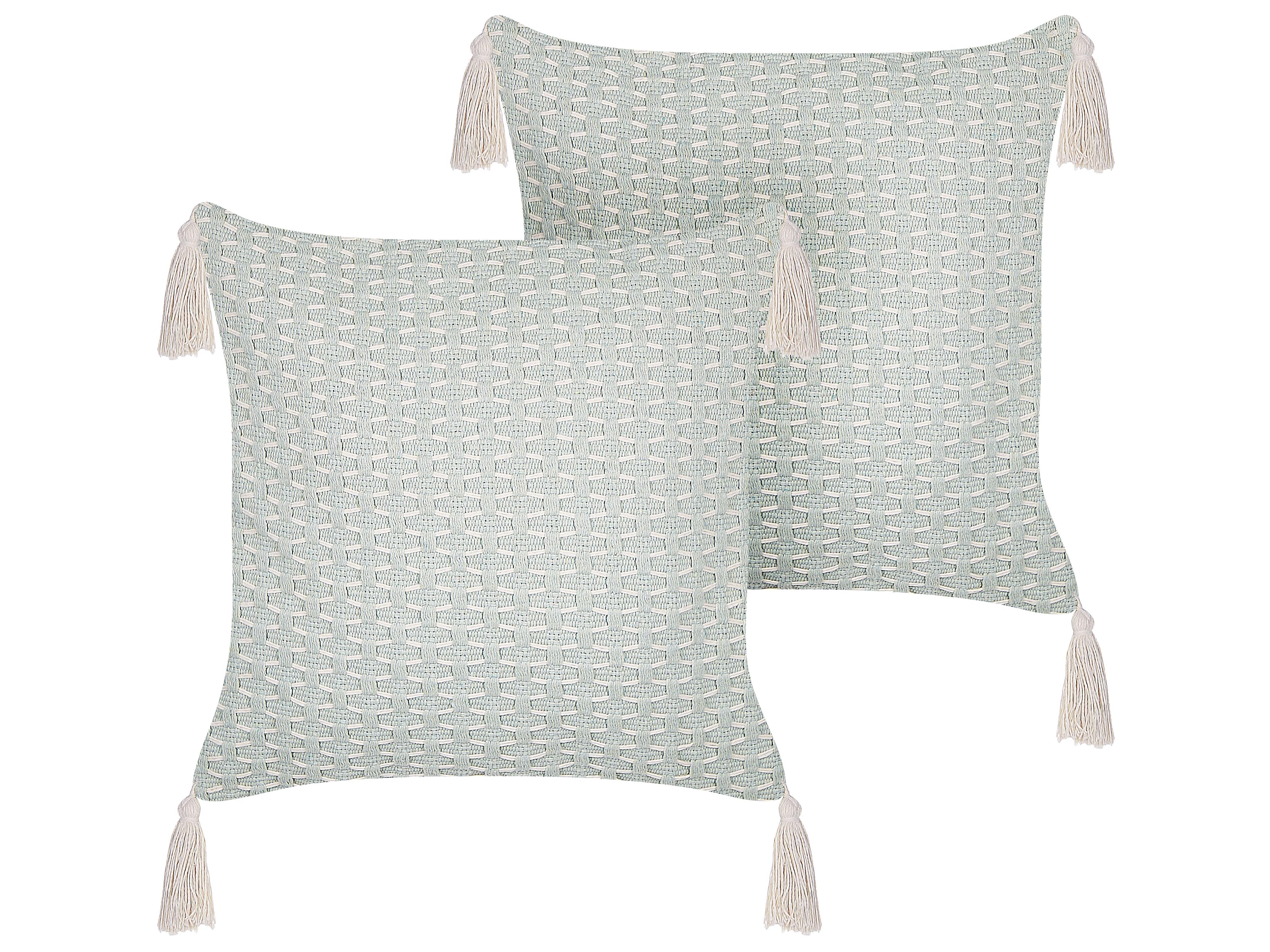 Set van 2 sierkussens HAKONE 42 x 42 cm Mintgroen geometrisch patroon