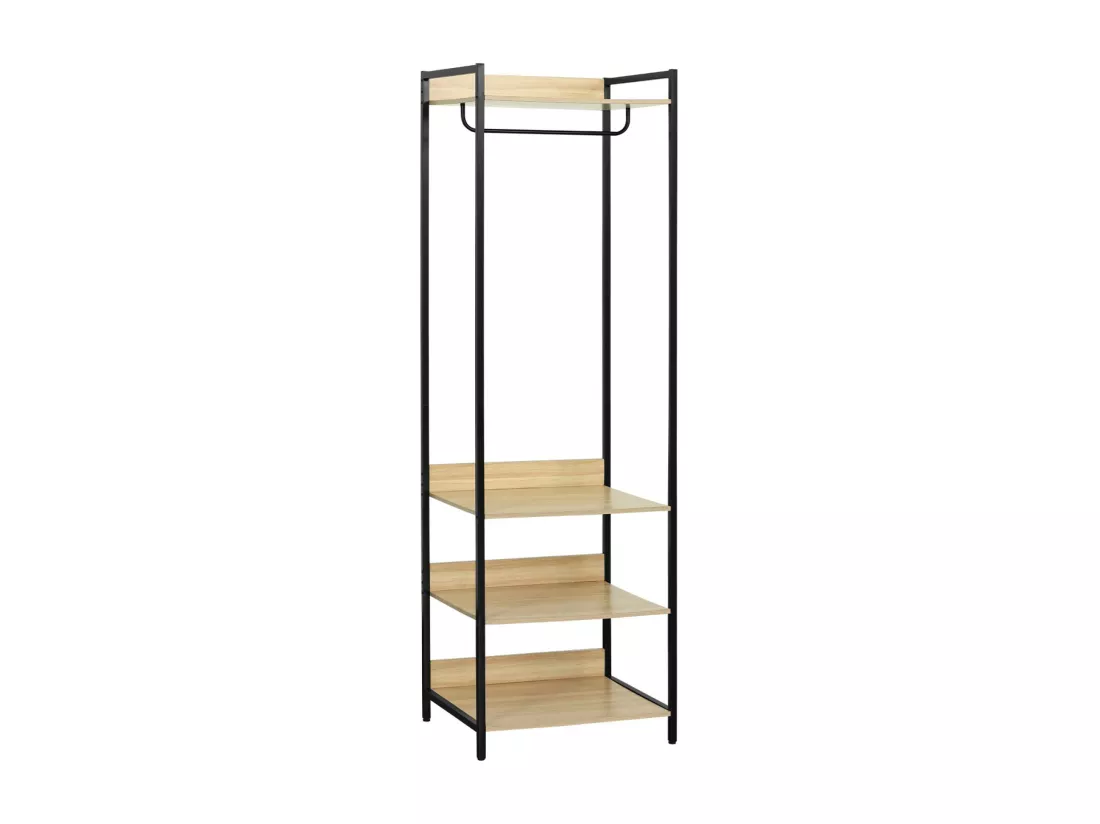 Module dressing noir avec 1 penderie et 3 étagères. L 60 x P 48 x H 190 cm