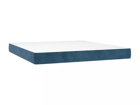 Sommier tapissier matelas et LED Bleu foncé 160x200 cm Velours