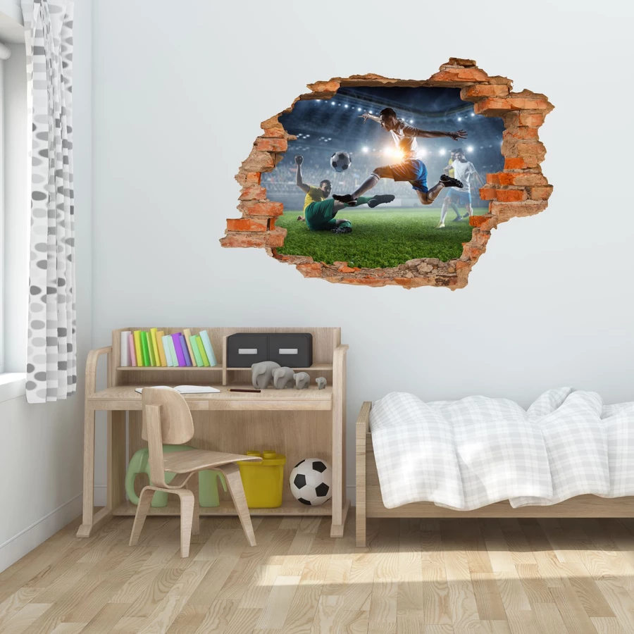 Nikima Wandtattoo 223 Wandtattoo Fußball - Loch in der Wand bunt