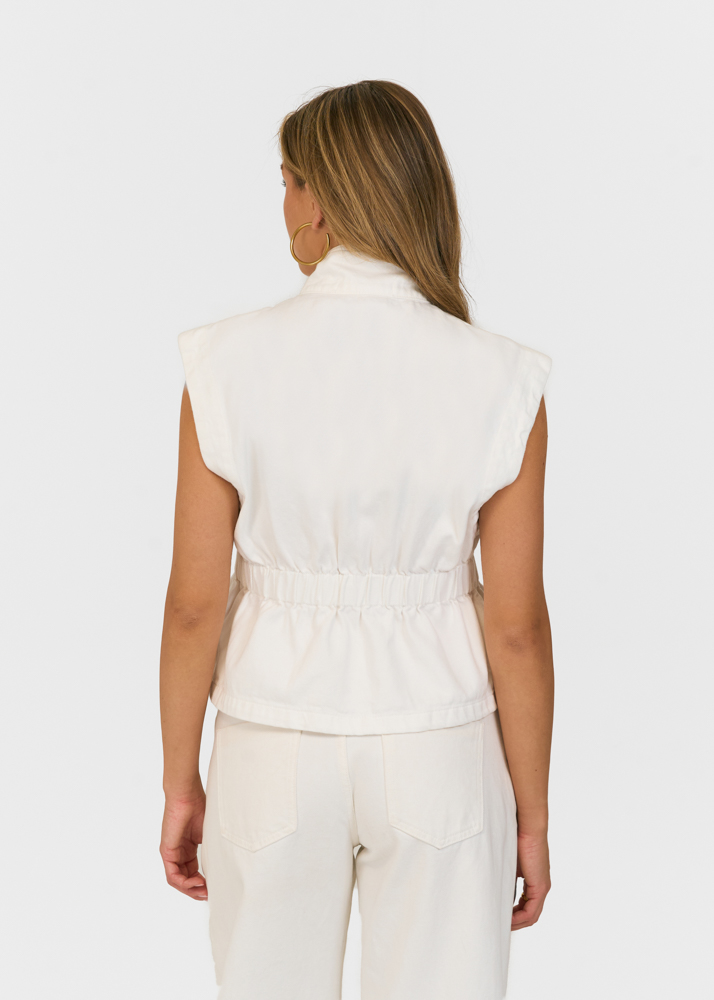 Sculpted denim gilet ecru