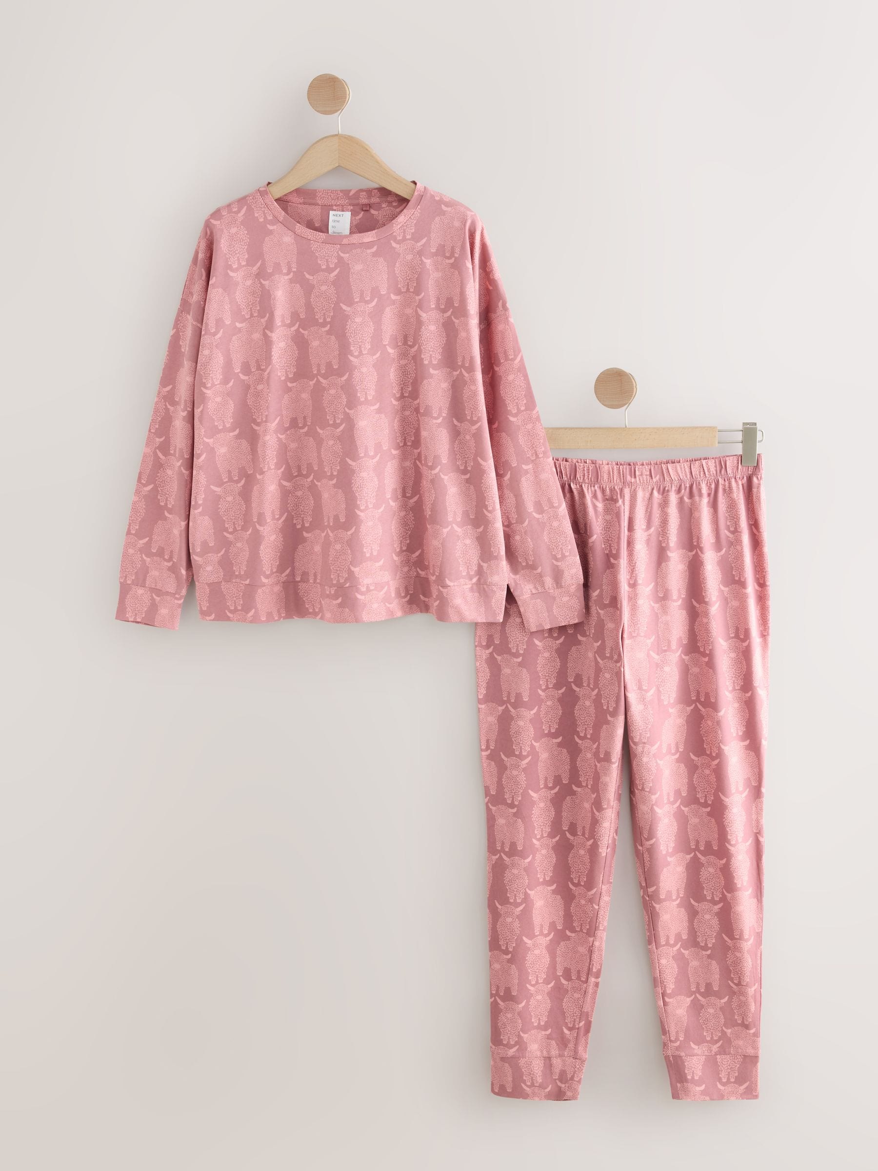 Roze Hamish The Highland Cow - Pyjama met lange mouwen