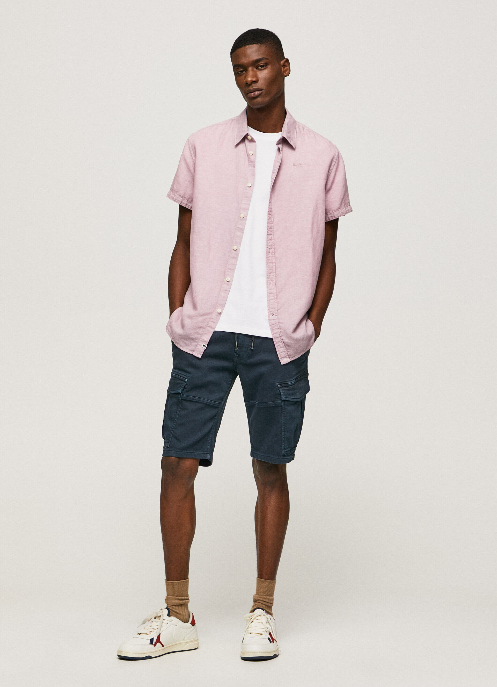 Camisa de linho de manga curta Parker - rosa claro