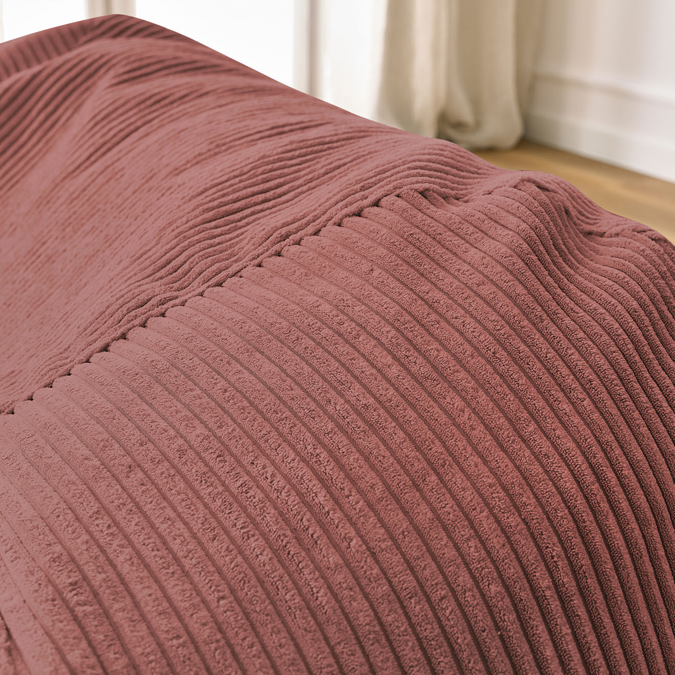 Bobochic Pouf ultra moelleux en Velours côtelé Voltaire rose - 120x70x60 cm