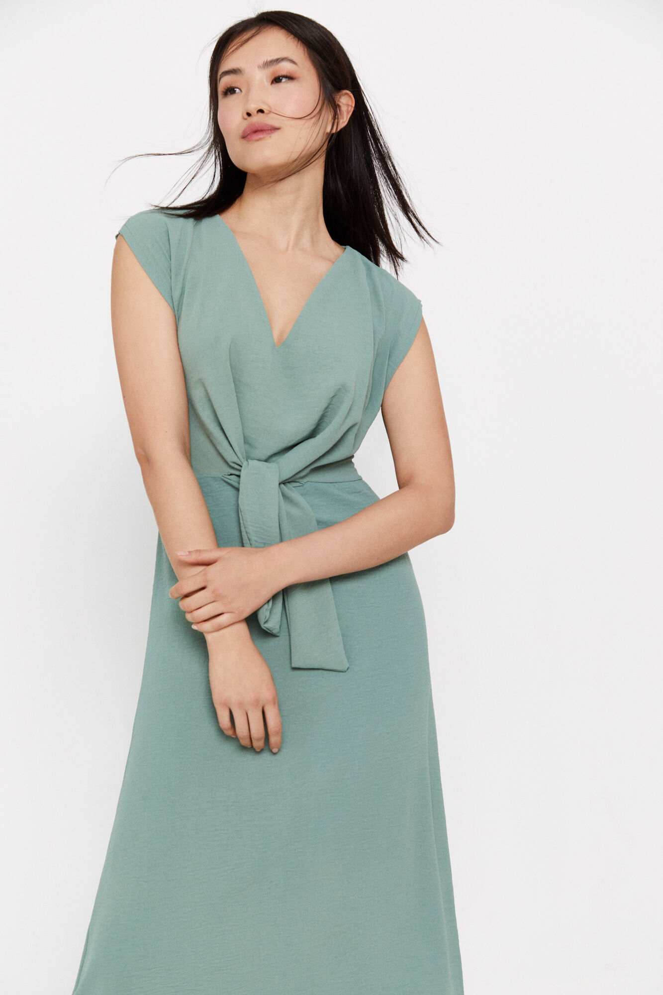 Vestido nude - Verde