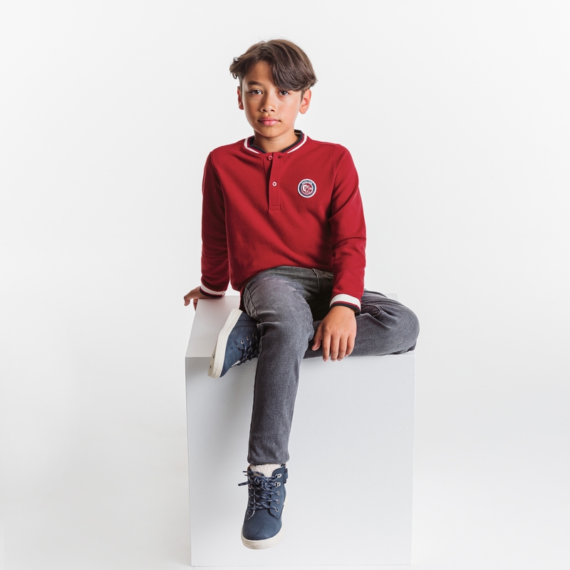 T-shirt manches longues à écusson rouge garçon