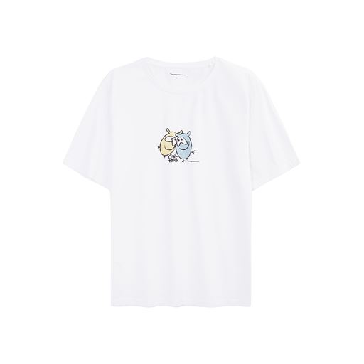 Knowledge Cotton Apparel Owl Hug Print T-shirt, Bright White, XXL
