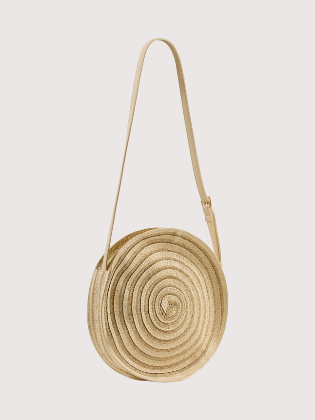 Sac besace paille fantaisie rond