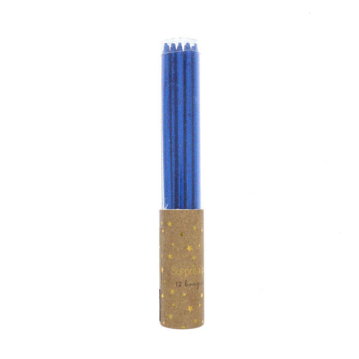 Lot de 12 bougies à paillettes bleues Surprise Partie !