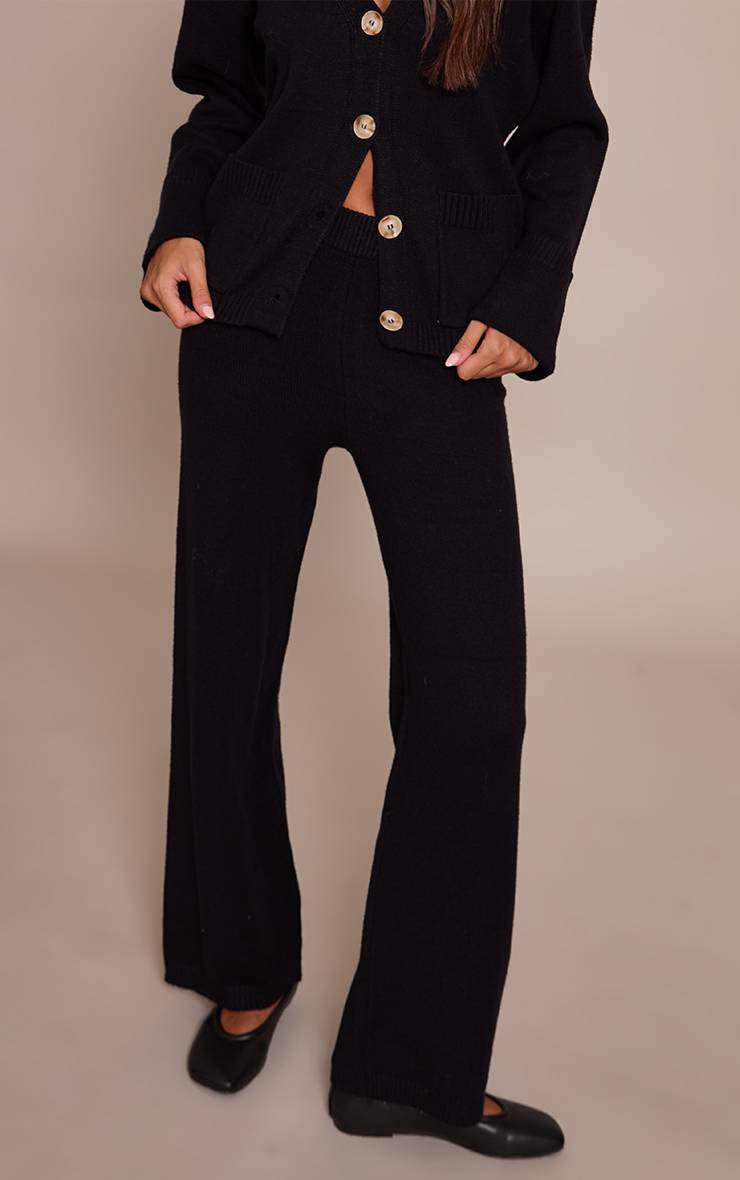 Noir Pantalon Large En Maille