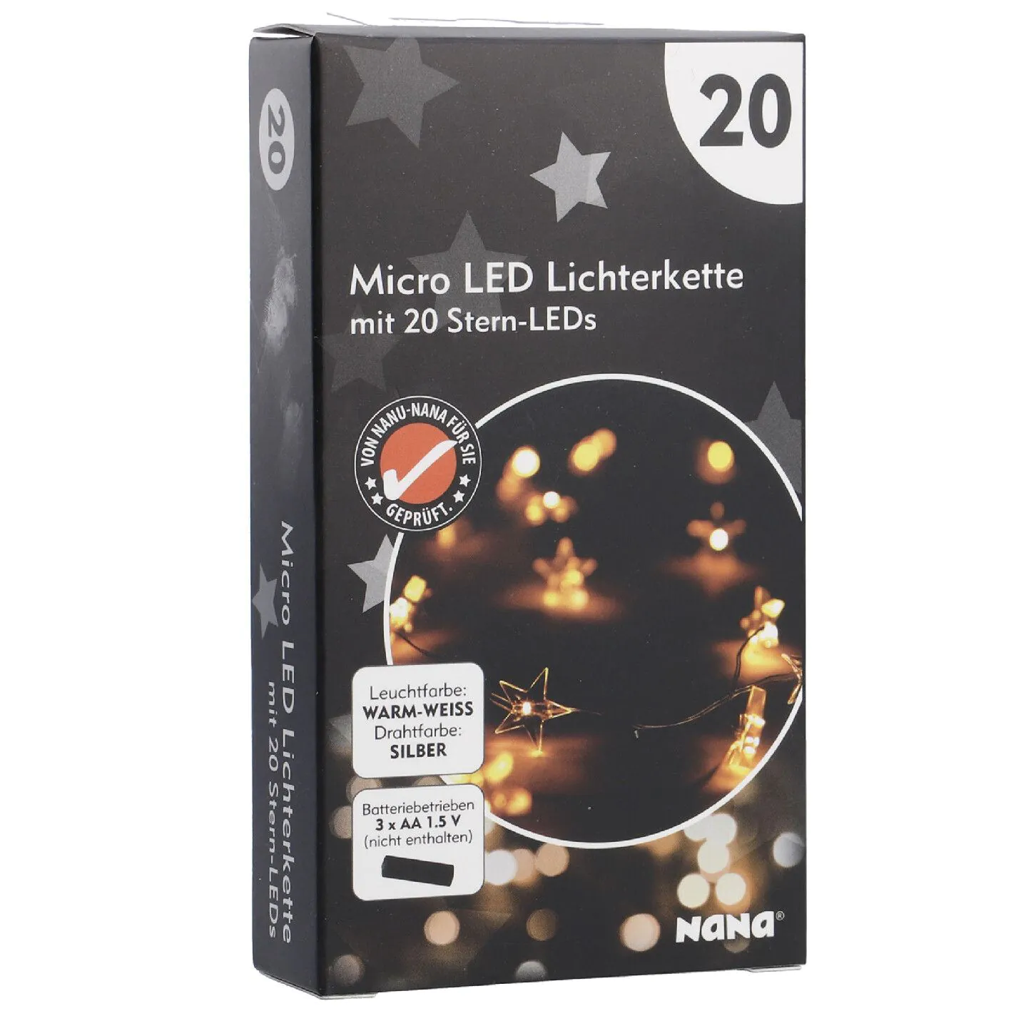 Lichterkette Sterne, Draht, 20er, 190 cm