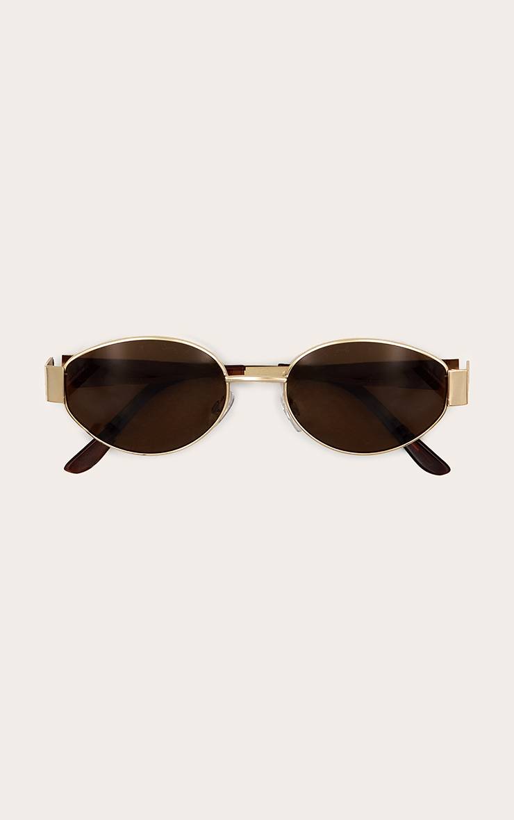 Doré Lunettes De Soleil Rondes Fines