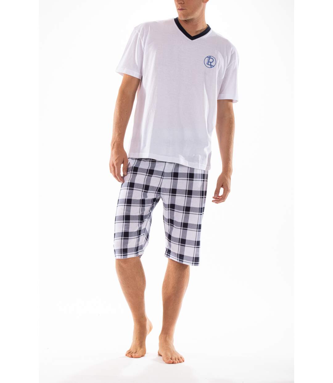 Pyjashort à carreaux colV PYJA3 BLANC