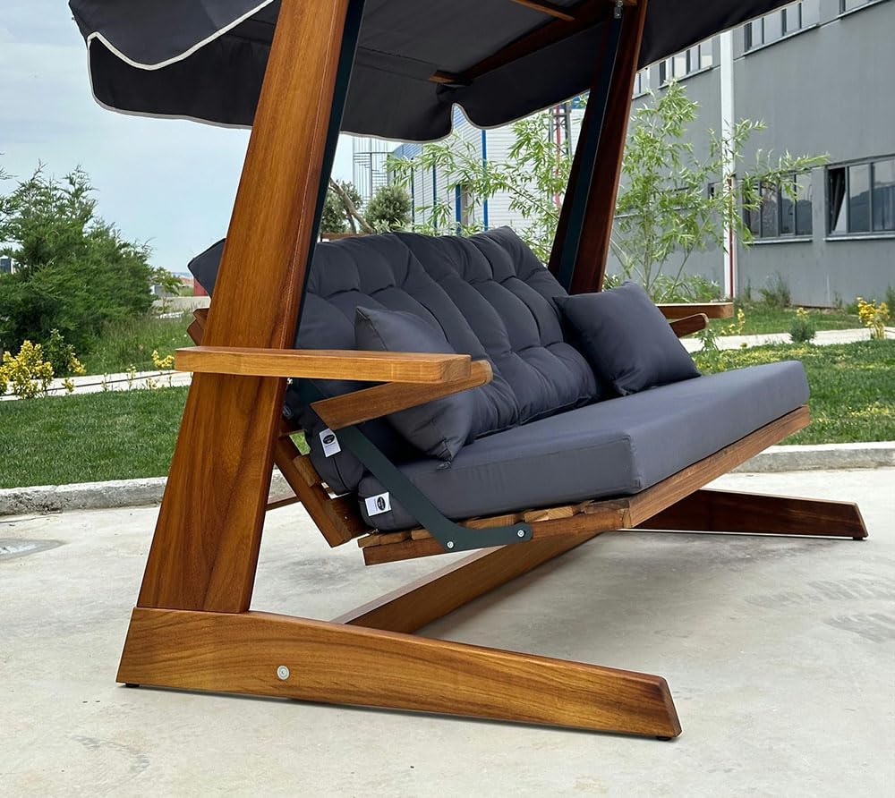 WESTMANN Hollywoodschaukel Schaukelbank Sia 2400 Anthrazit 236x120x190 cm Gartenschaukel Gartenliege mit Sonnenschutz Hollywoodliege Komplettset 400 kg Traglast