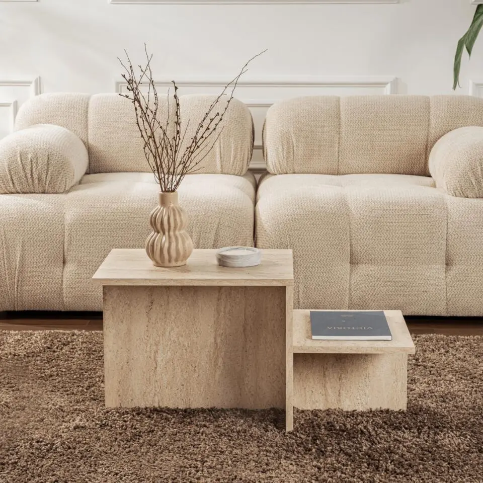 CALICOSY - Salontafel HARMONY - Travertijn - 40x77x40 cm