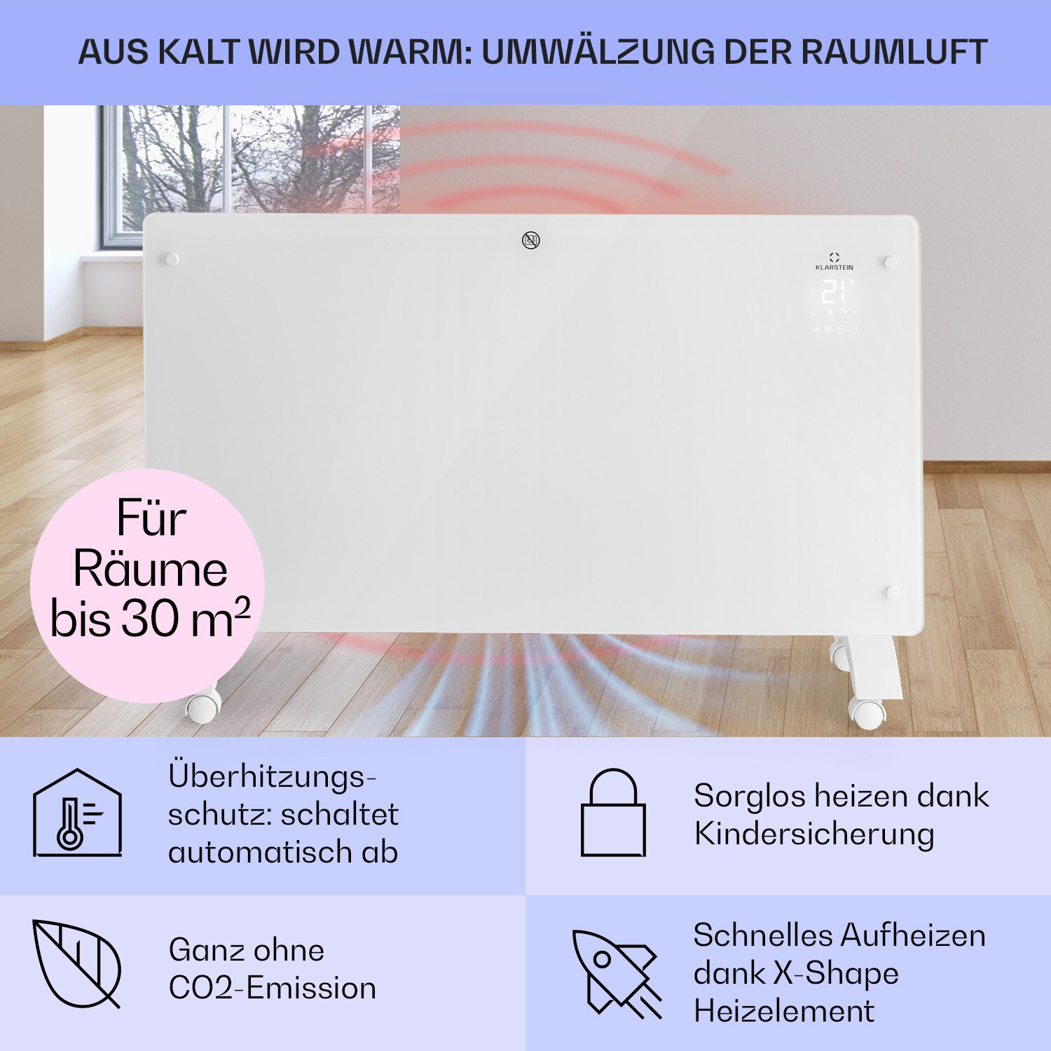 Bansin Crystal Smart Konvektions-Heizgerät 1500W 5 - 50 °C App-Steuerung Weiß 1500 W