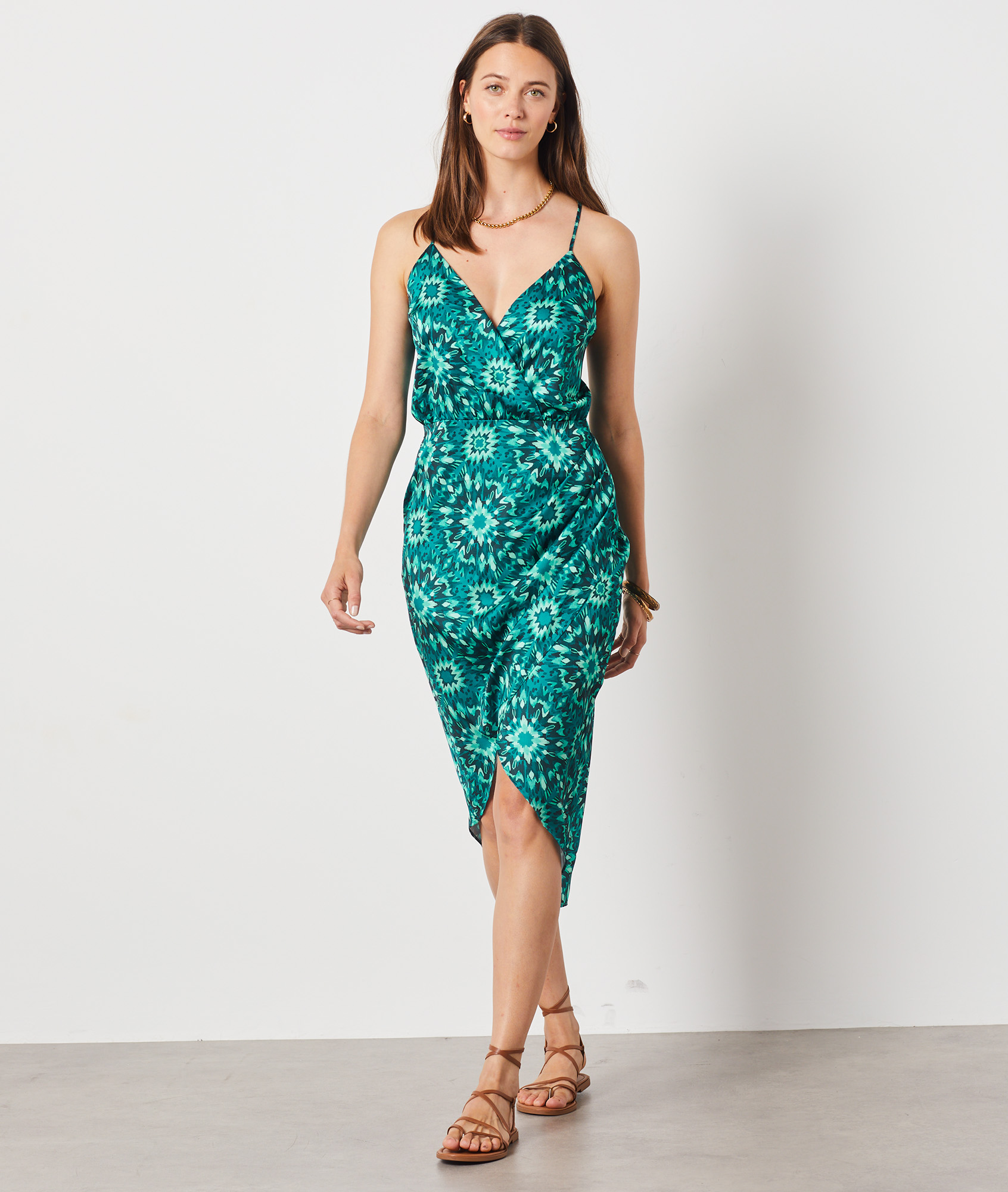 Robe longue satinée