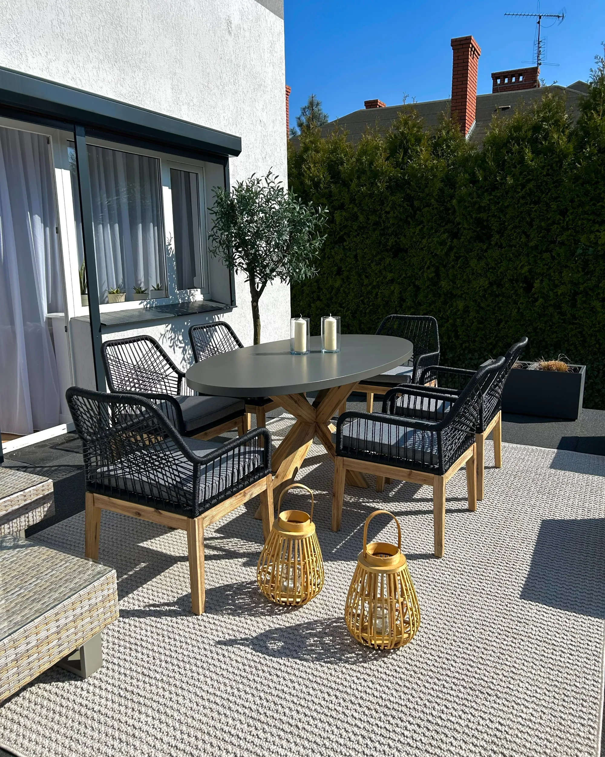 Tuinset 6-zits ORISTANO met kussens Beton Zwart