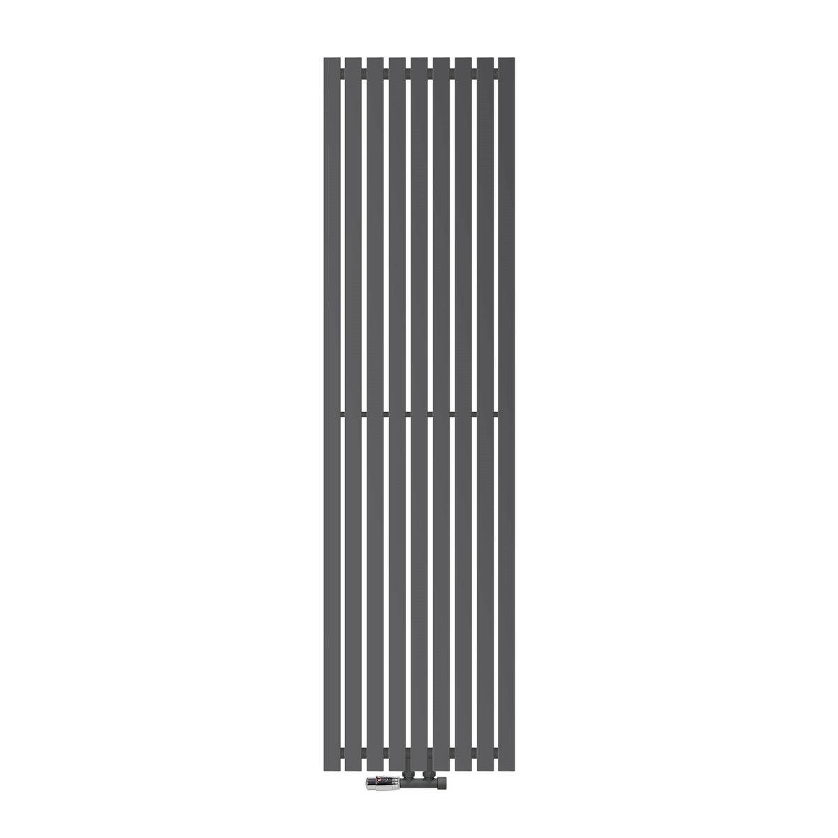 ECD Germany Stella Design Paneelradiator, Middenaansluiting, 480 x 1800 mm, Antraciet, met Aansluitset en Thermostaat, Hoek/Wand - Vlak, Enkellaags, Verticaal - Badkamerradiator