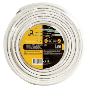 Q-Link coax/utp kabel RG6 25 meter wit