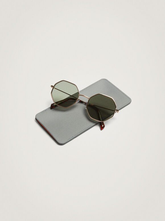Gafas De Sol Hexagonales - Dourado