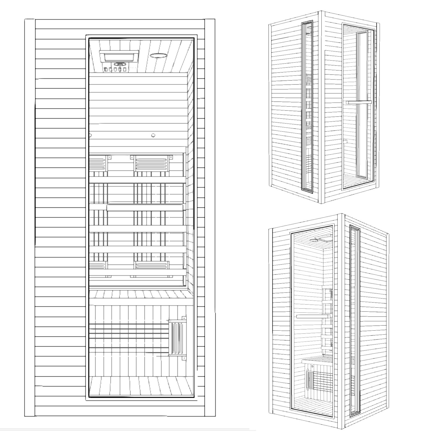 Dewello® Infrarotkabine Infrarotsauna CALGARY 90cm x 90cm inkl. 4 Vollspektrumstrahler, Farblichtherapie, LED