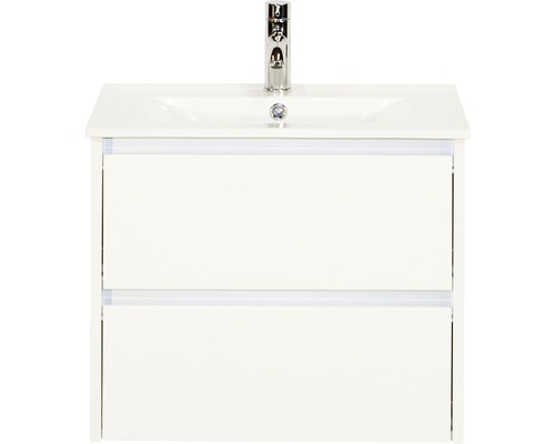 Sanox Dante badkamermeubelset (B x H x D 61 x 52 x 46 cm), hoogglans witte fronten, met witte keramische wastafel
