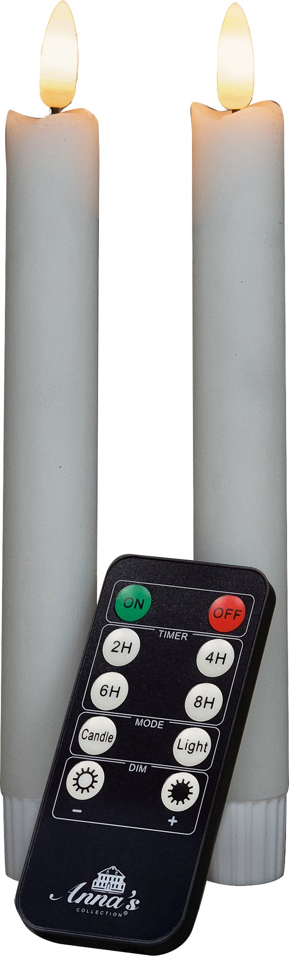 Anna's Collection LED dinerkaars Rustiek met timer wit D 2,1 H 18 cm 2 stuks
